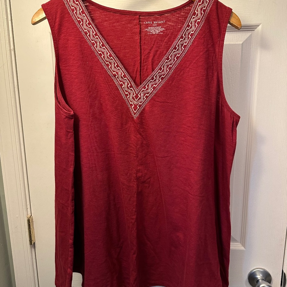 ❤️🤍❤️ NWOT Lane Bryant Red Sleeveless Shirt Sz. 18/20